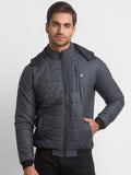 Being Human Men Grey Striped Longline Biker Jacket