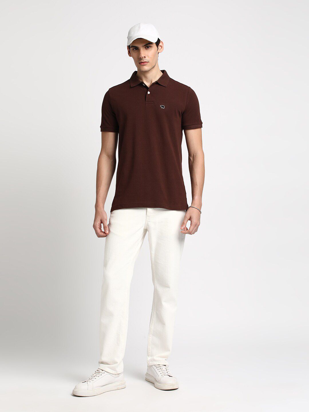 THE BEAR HOUSE Polo Collar Slim Fit Pure Cotton T-shirt