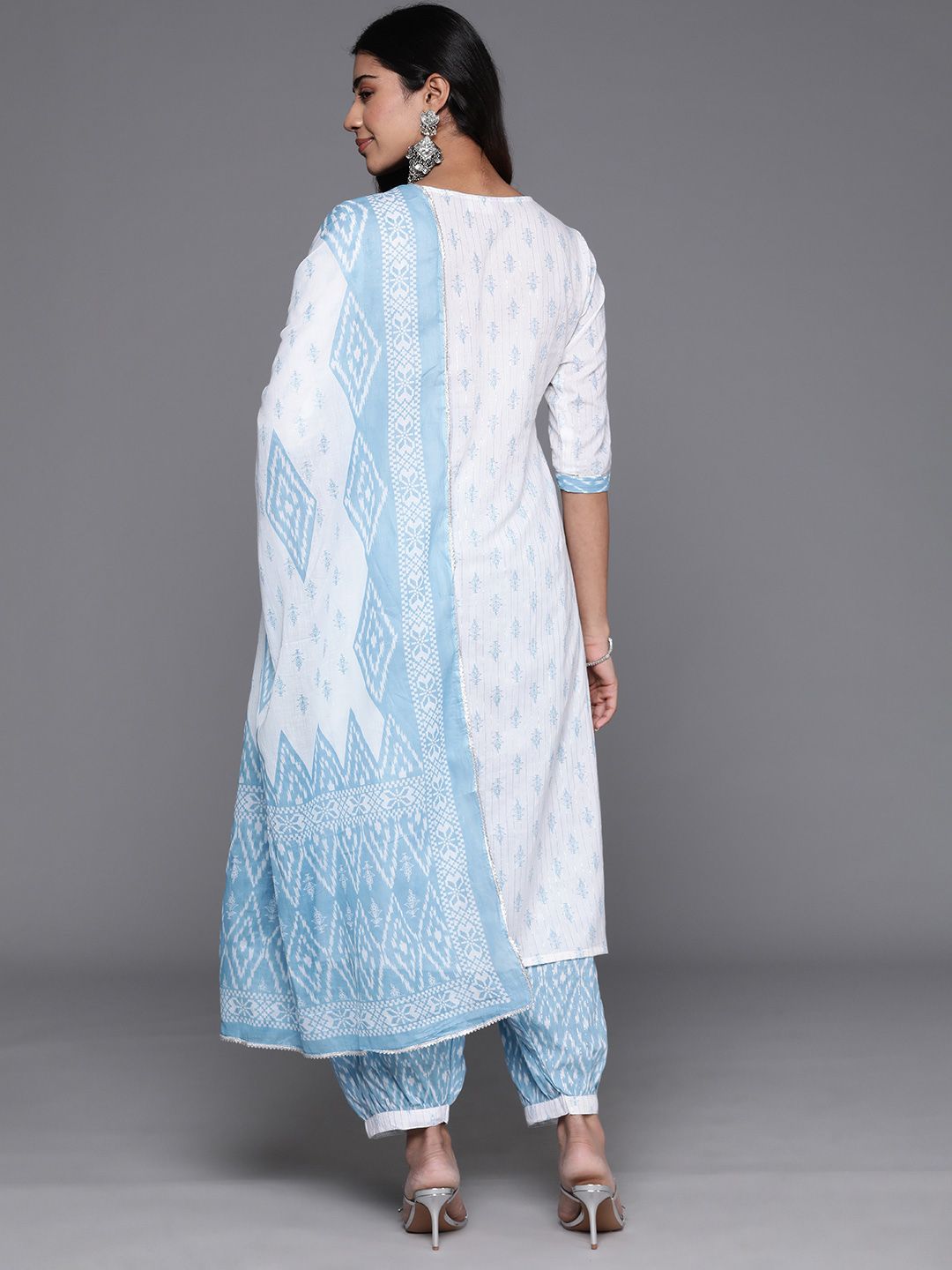 Libas Floral Printed Regular Gotta Patti Pure Cotton Kurta with Salwar & Dupatta