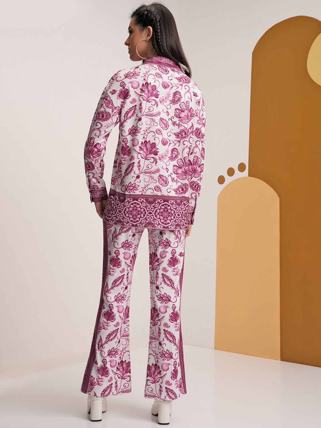 Vishudh Printed Co-Ord Set -Shirt With Elasticated Palazzo