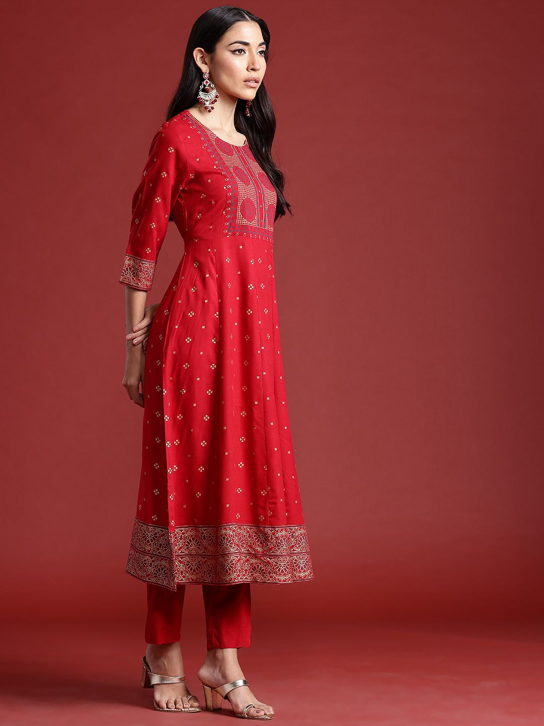 Anouk Women Ethnic Motifs Printed Kurta with Trousers & Dupatta