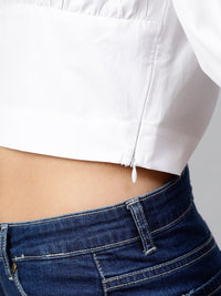 STREET 9 White Puff Sleeves Blouson Top