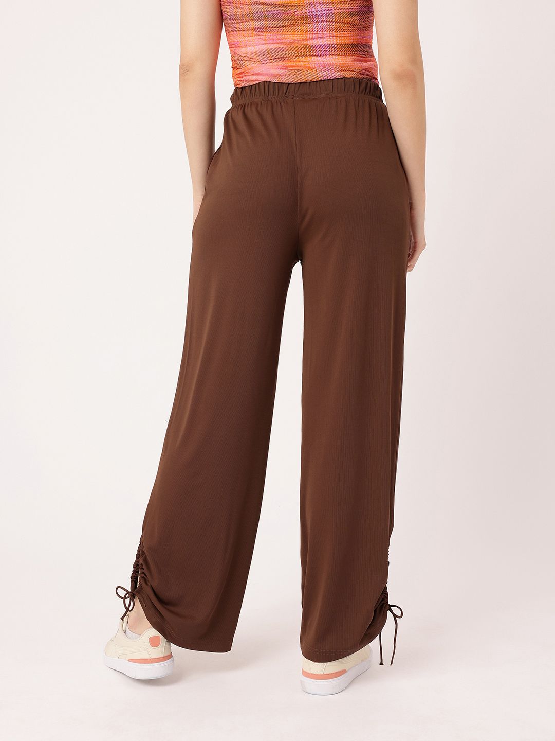 DressBerry Women Street Glam Ribbed Tie-up Detailed Relaxed Fit Trousers
