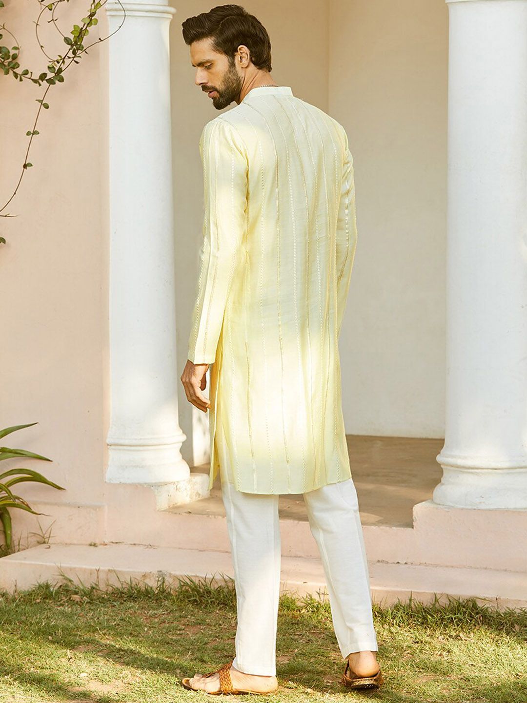 See Designs Printed Mandarin Collar Chanderi Silk Kurta
