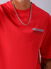The Indian Garage Co Men Pure Cotton Back Printed Boxy Oversized Round Neck T-shirt
