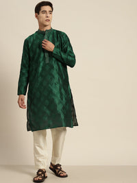 SOJANYA Motif Etnik Kantha Work Silk Cotton Kurta