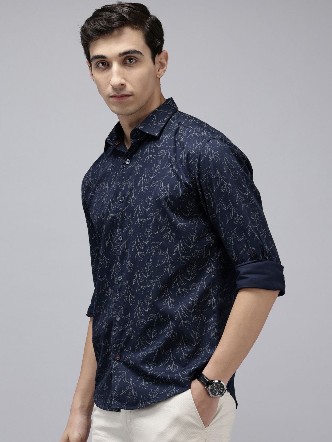 Park Avenue Slim Fit Floral Printed Pure Cotton Casual Shirt