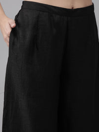 Indo Era Women Black & Maroon Yoke Design Kurta with Palazzos & Dupatta