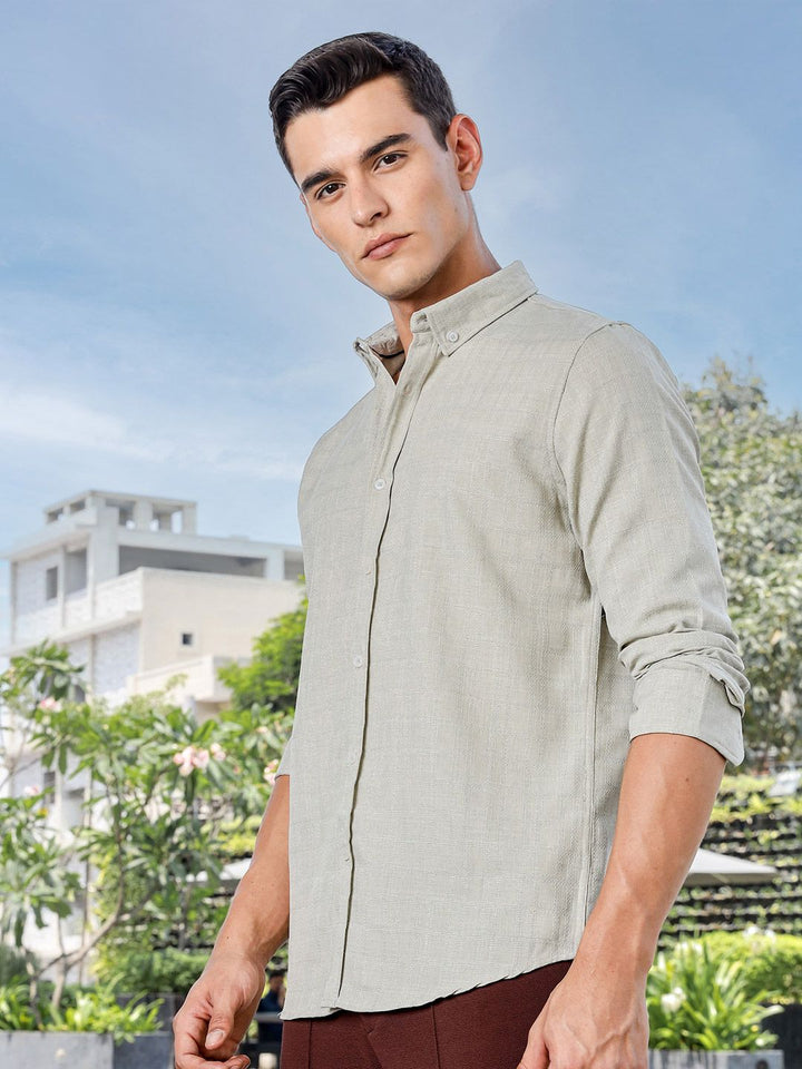 Thomas Scott Men Premium Fit Button-Down Collar Textured Casual Shirt