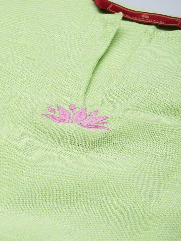 House of Pataudi Floral Embroidered A-Line Jashn Kurta