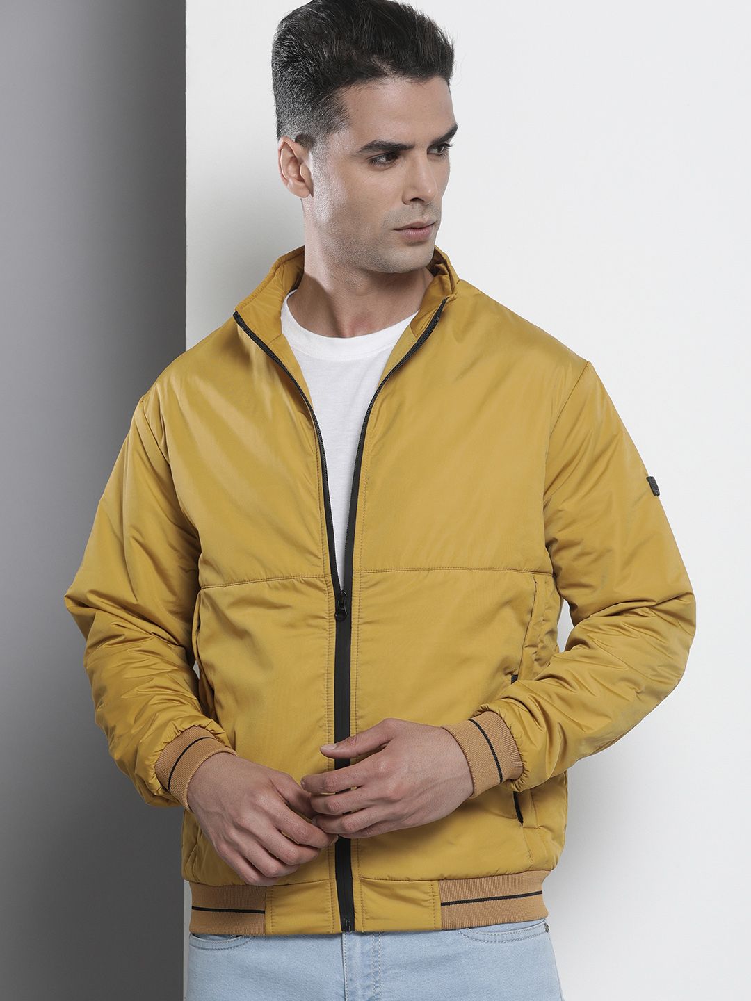 The Indian Garage Co Men Zip-Front Bomber Jacket with Insert Pockets