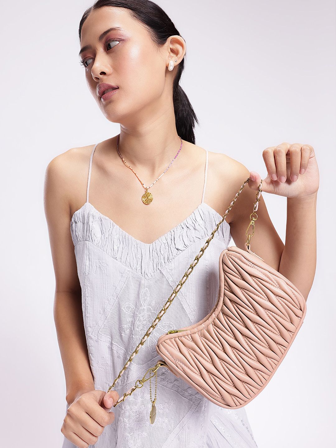 DressBerry Textured Structured Shoulder Bag