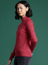 DressBerry Turtle Neck Self-Striped Pullover