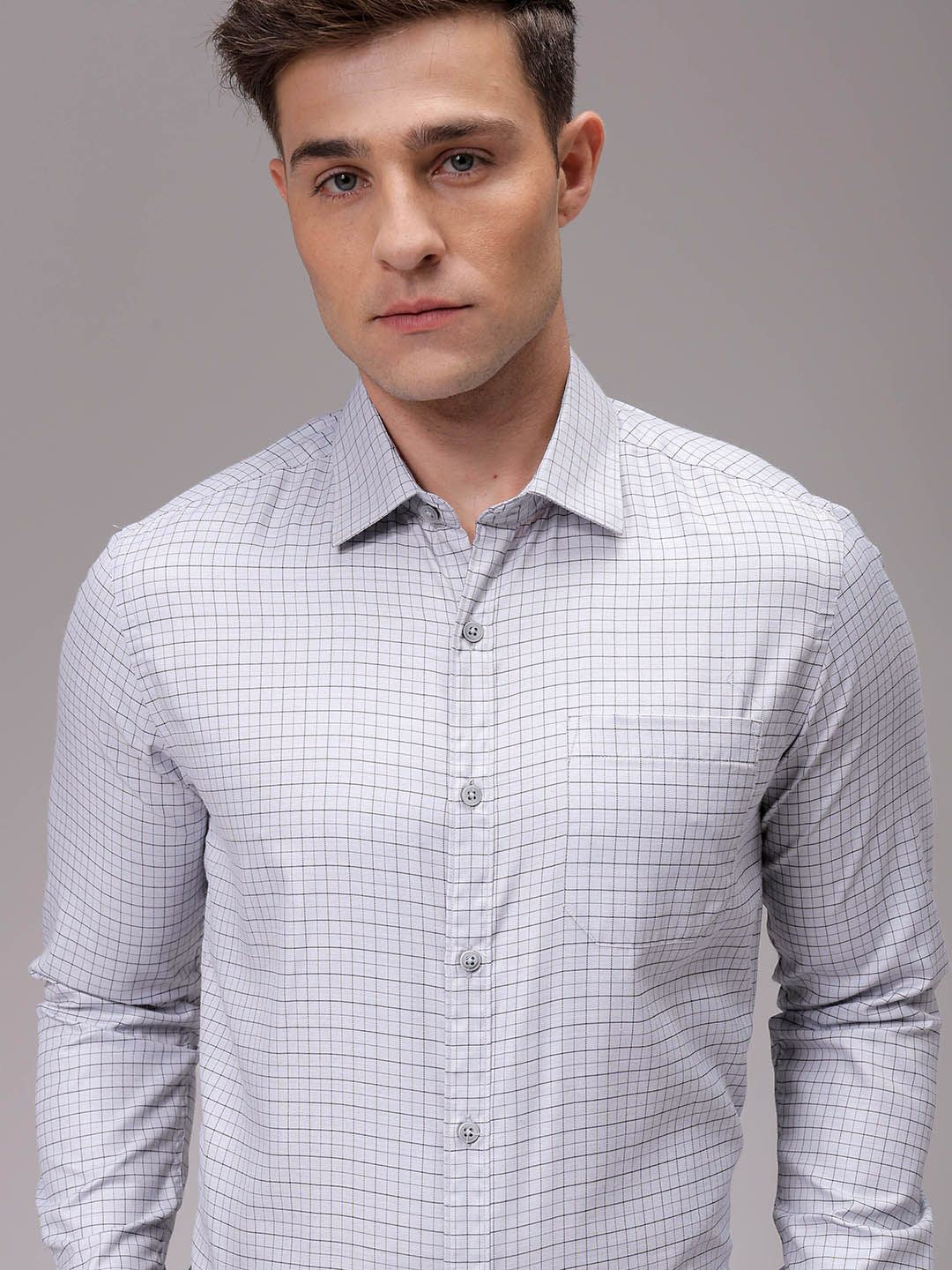 The Indian Garage Co. X Luxe Men Slim Fit Opaque Checked Formal Shirt