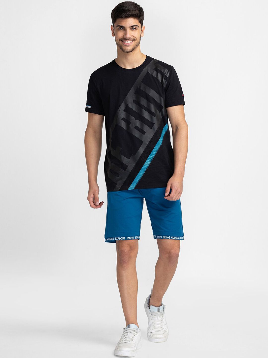 Being Human Men Mid-Rise Printed Sports Shorts