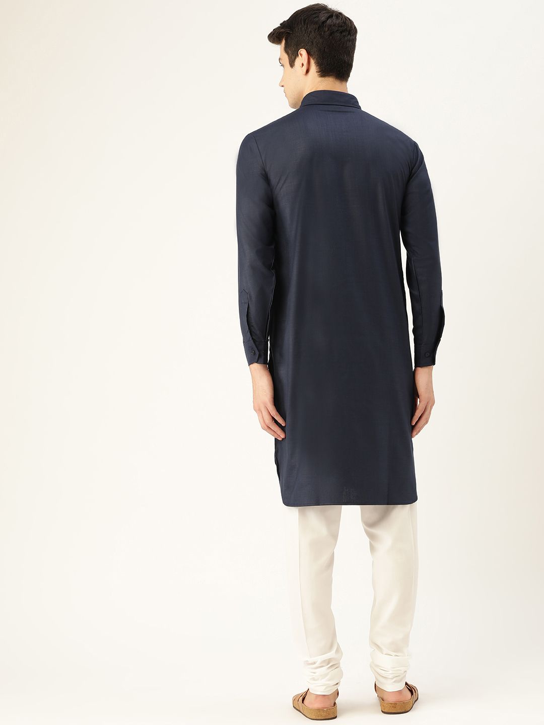 SOJANYA Men Navy Blue Solid Pathani Kurta