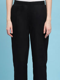 House of Chikankari Women Black Cotton Solid Pant