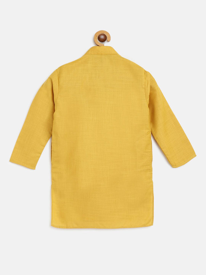 SOJANYA Boys Mustard Yellow Solid Mandarin Collar Straight Kurta