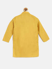 SOJANYA Boys Mustard Yellow Solid Mandarin Collar Straight Kurta