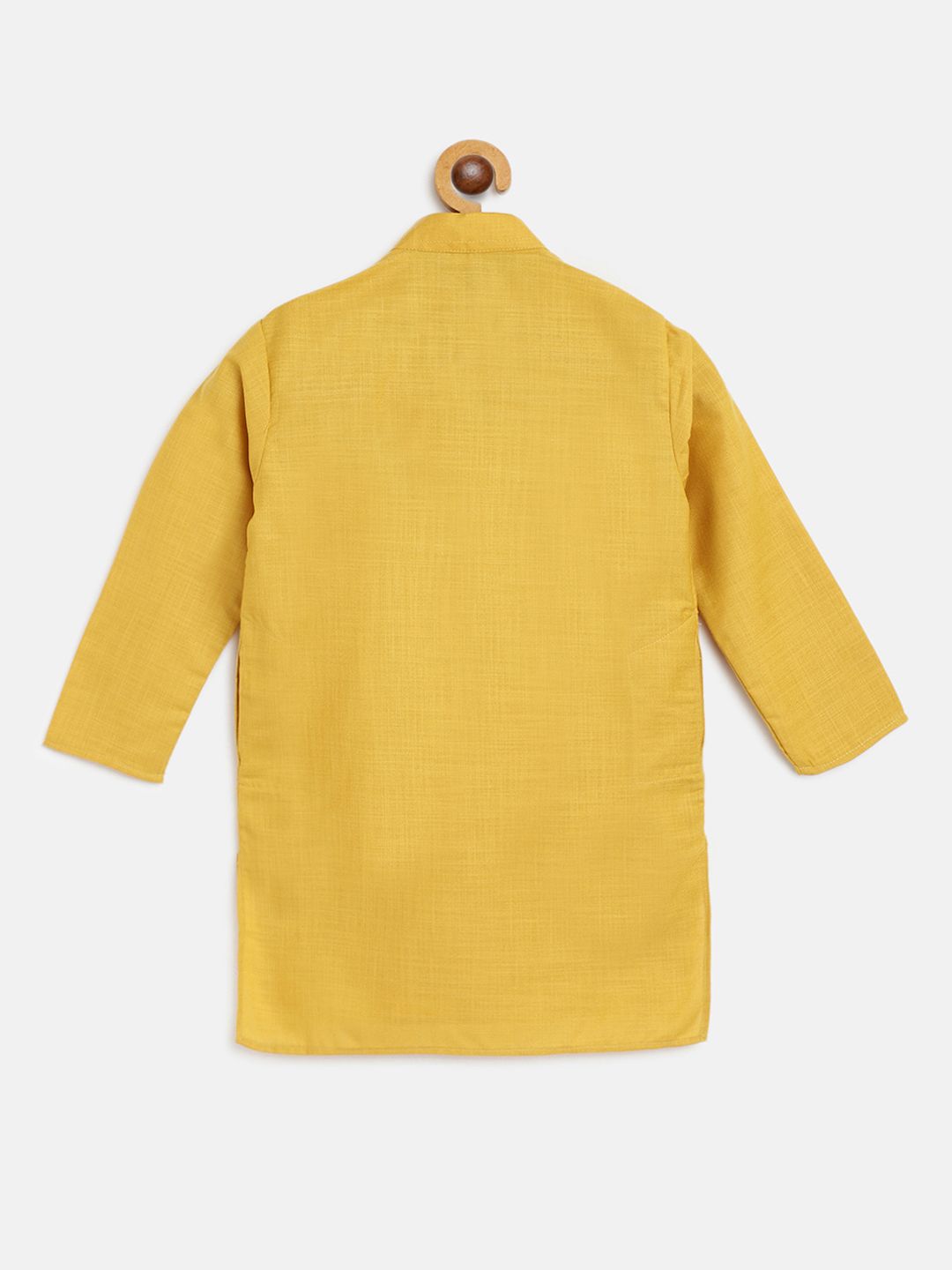 SOJANYA Boys Mustard Yellow Solid Mandarin Collar Straight Kurta