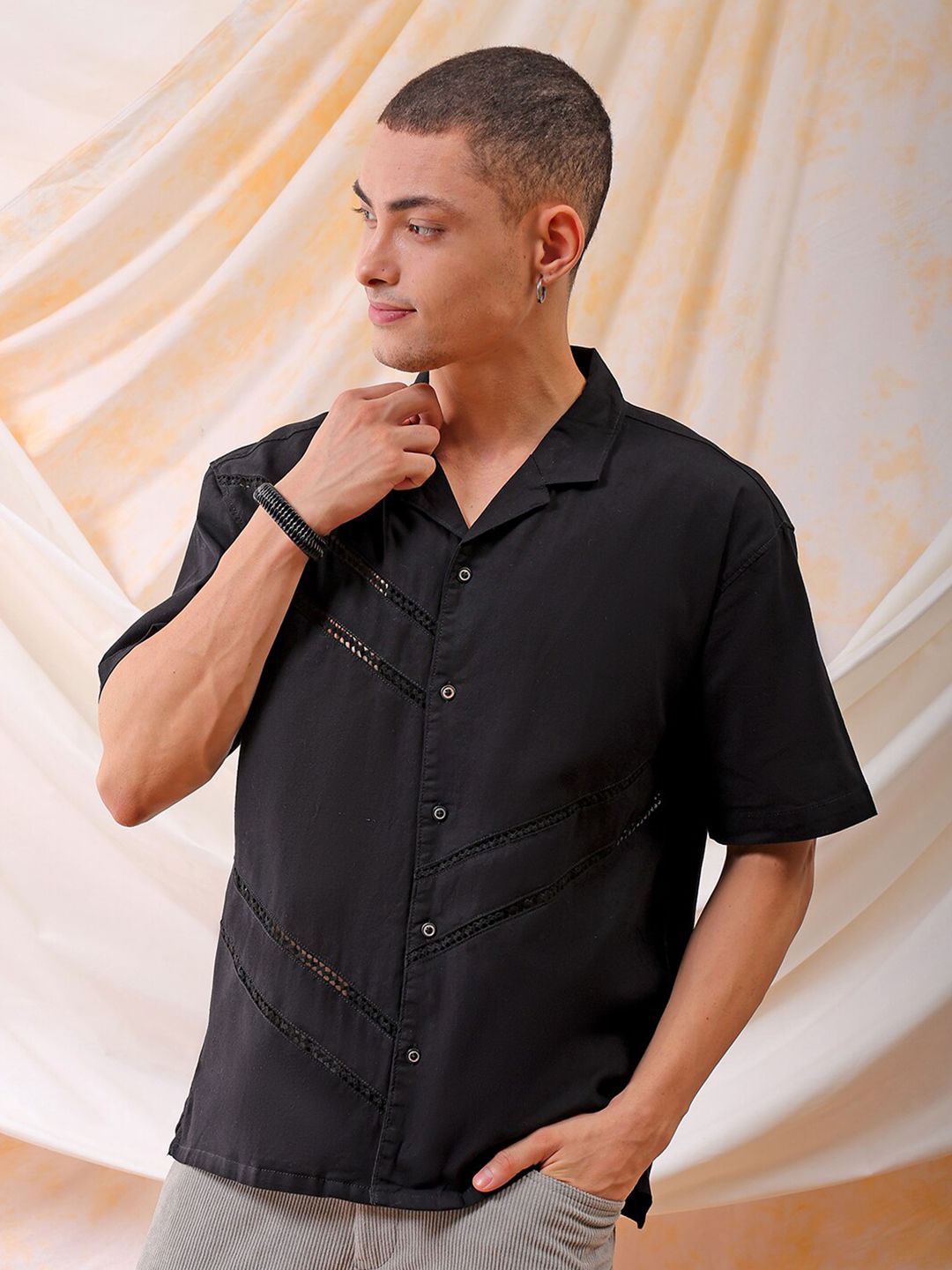 The Indian Garage Co Men Relaxed Fit Embroidery Resortwear Shirt