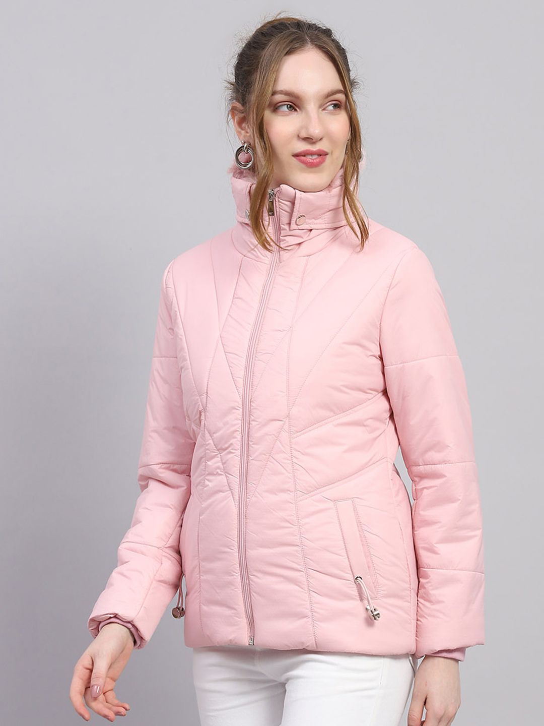 Monte Carlo Fur Detail Stand Collar Padded Jacket
