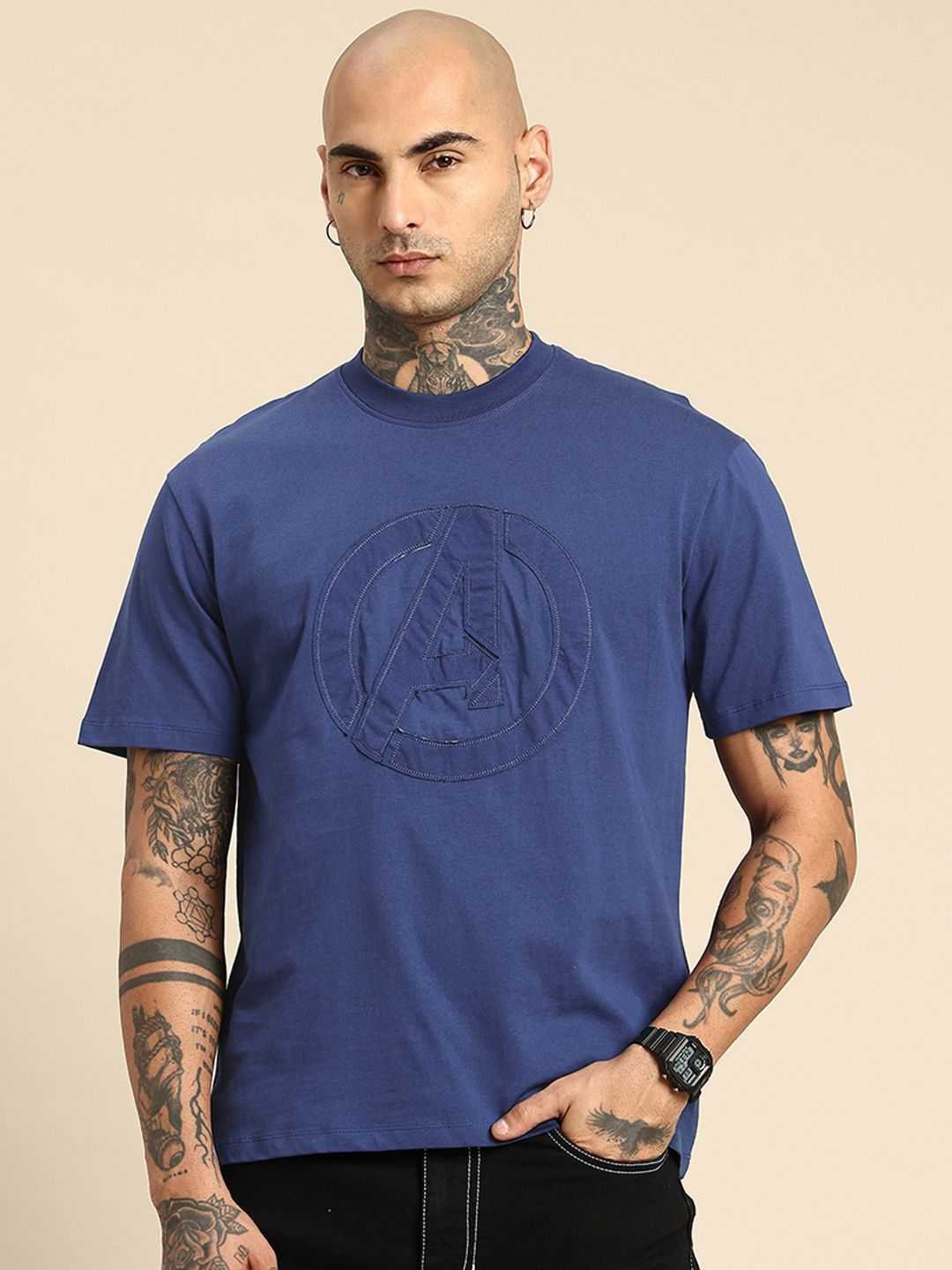 Being Human Pure Cotton Iron Man Printed Relaxed Fit Applique T-shirt