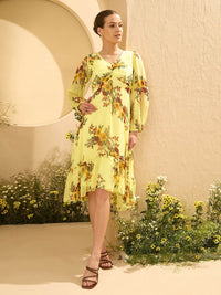 Antheaa Women Floral Print A-Line Midi Dress