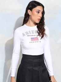 Jalan oleh Tokyo Talkies Typography Print Round Neck Top