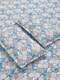 Myntra Elegant Homes Blue Floral 300 TC Cadar Katil King dengan 2 Sarung Bantal