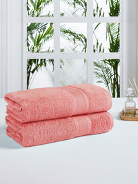 MYTRIDENT Peach Set Of 2 500 GSM Bath Towels