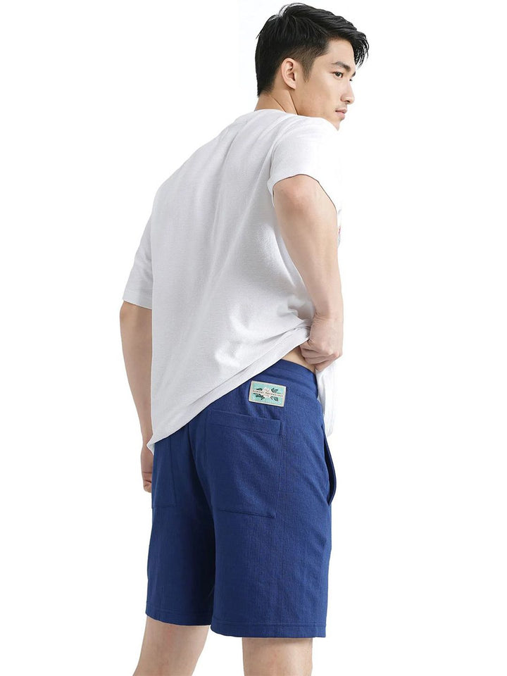 Lelaki Arnab Langka Kelor Primer Blue Mid-Rise Regular Cotton Shorts