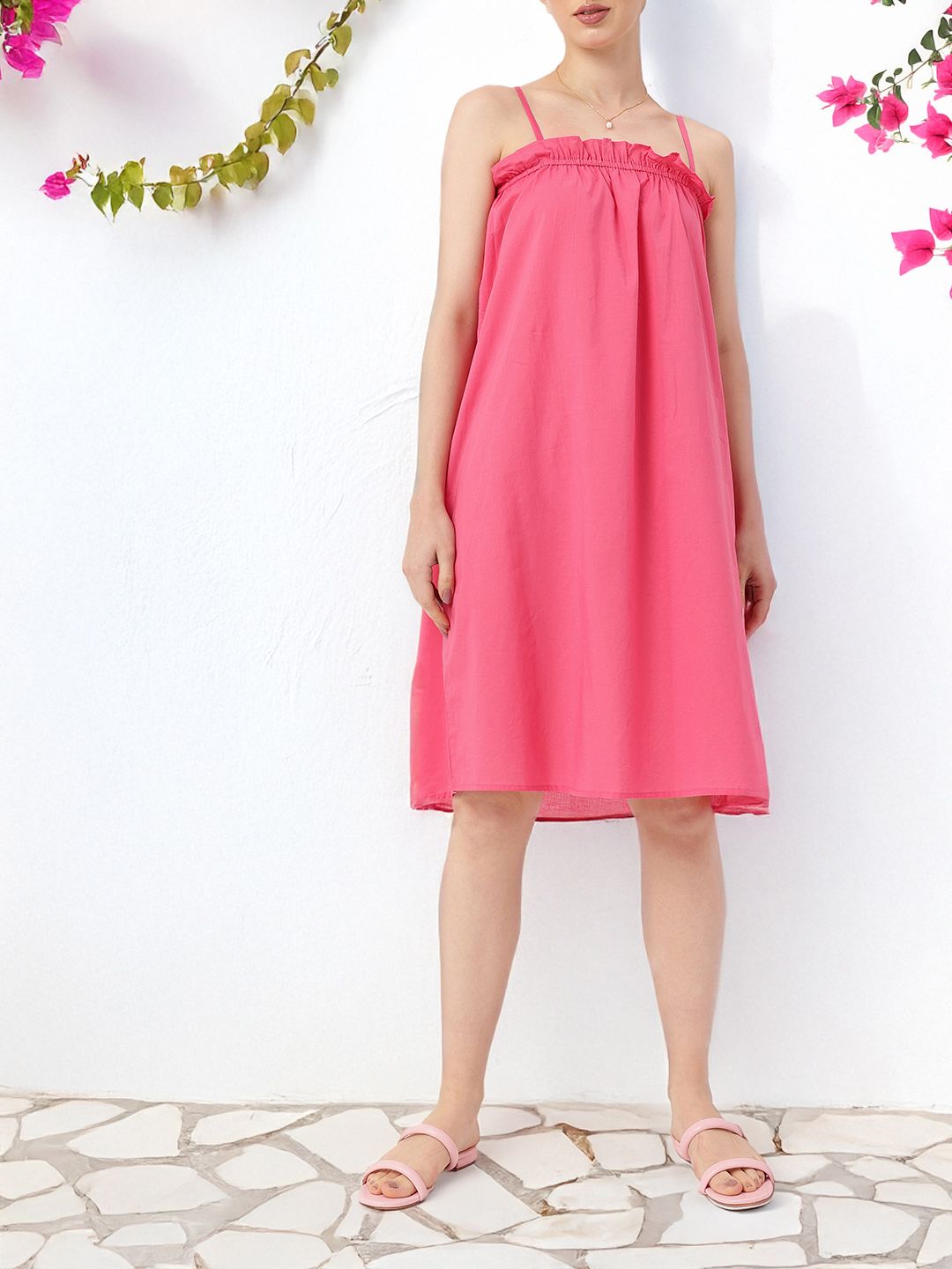 DressBerry Classy Cute Shoulder Straps Ruffles A-Line Dress