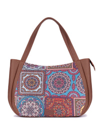 Motif Etnik ZOUK Beg Bahu Jute Berstruktur Bercetak Sehingga 16 inci