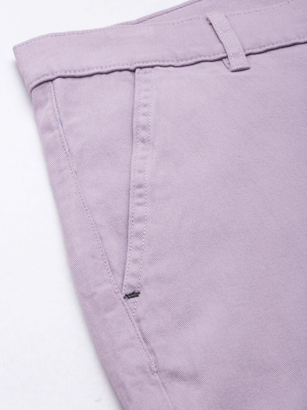 The Indian Garage Co Men Lavender Solid Smart Slim Fit Cargos Trousers