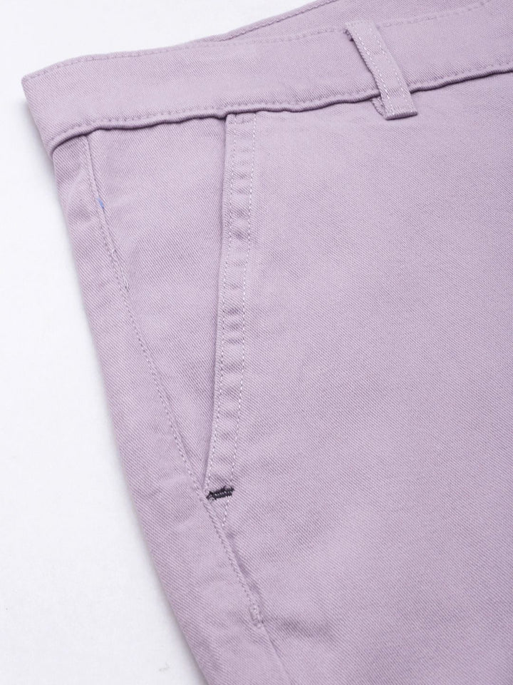 The Indian Garage Co Men Lavender Solid Smart Slim Fit Cargos Trousers