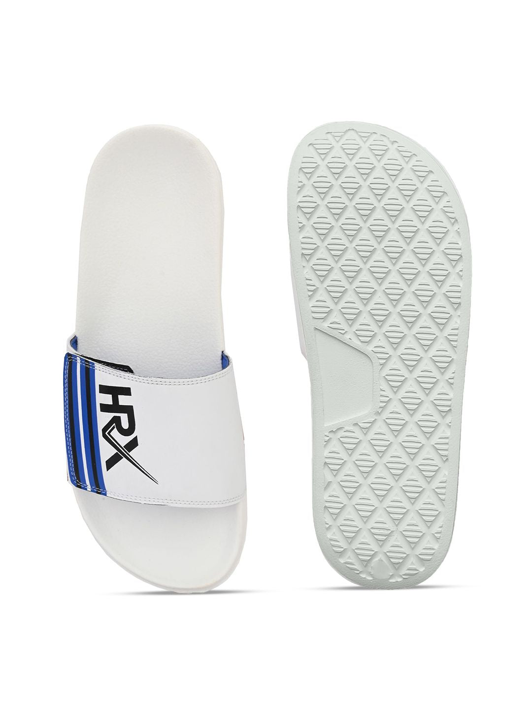 HRX by Hrithik Roshan Men White & Blue Printed Sliders