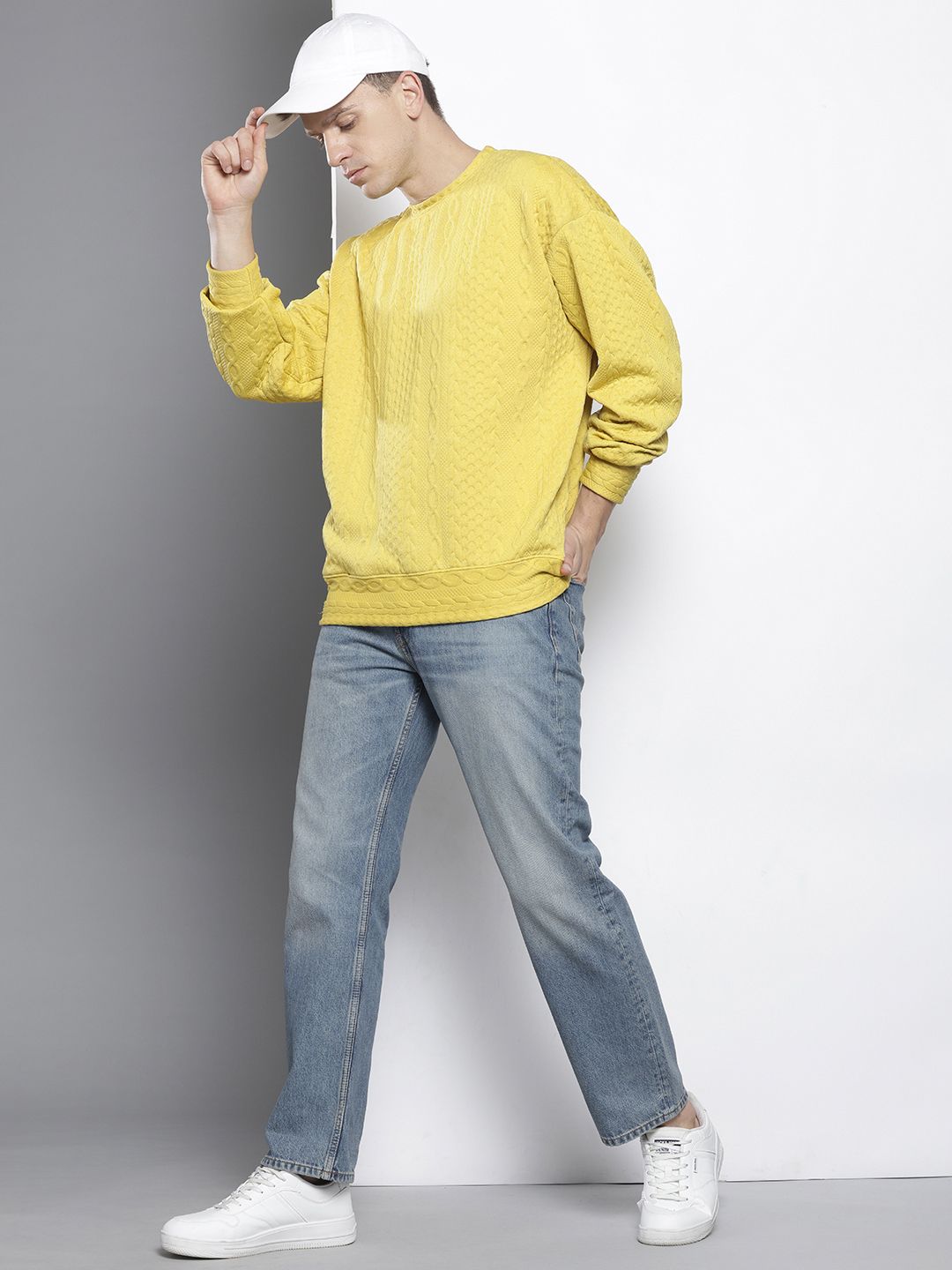 The Indian Garage Co Oversized Self Design Sweatshirt