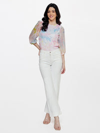 AND Floral Printed Puff Sleeves Top