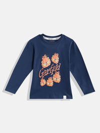 Happy Faces Boys Garfield Printed Pure Cotton T-shirt
