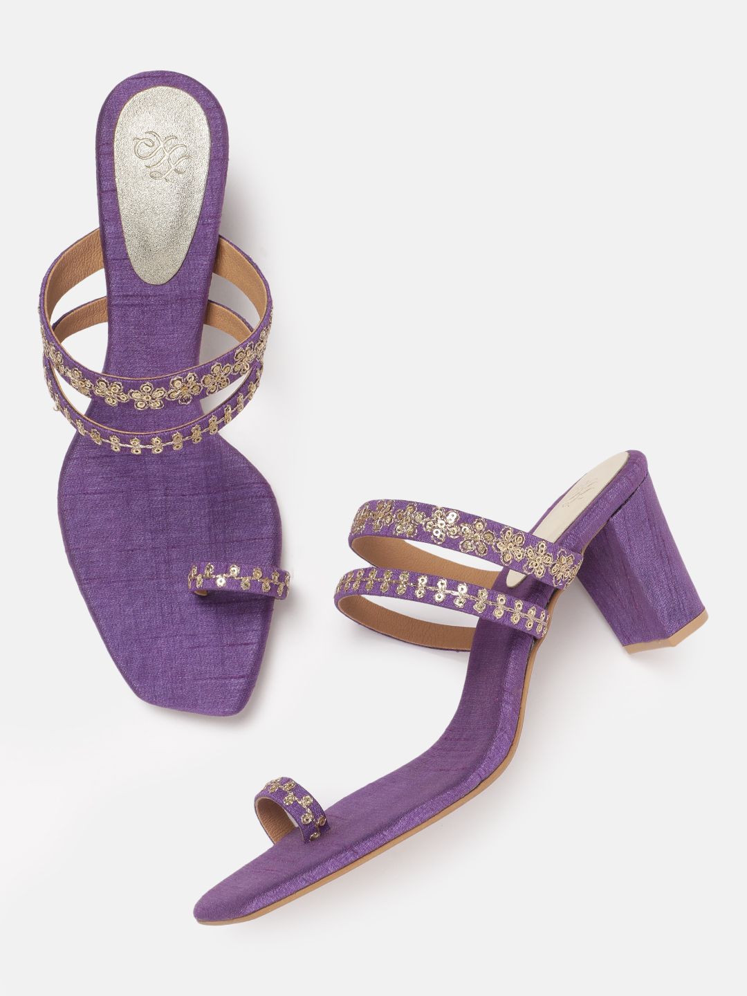 House of Pataudi Ethnic Embellished Block Heel
