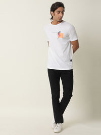 RARE RABBIT Men Gol Printed Pure Cotton Slim Fit T-Shirt