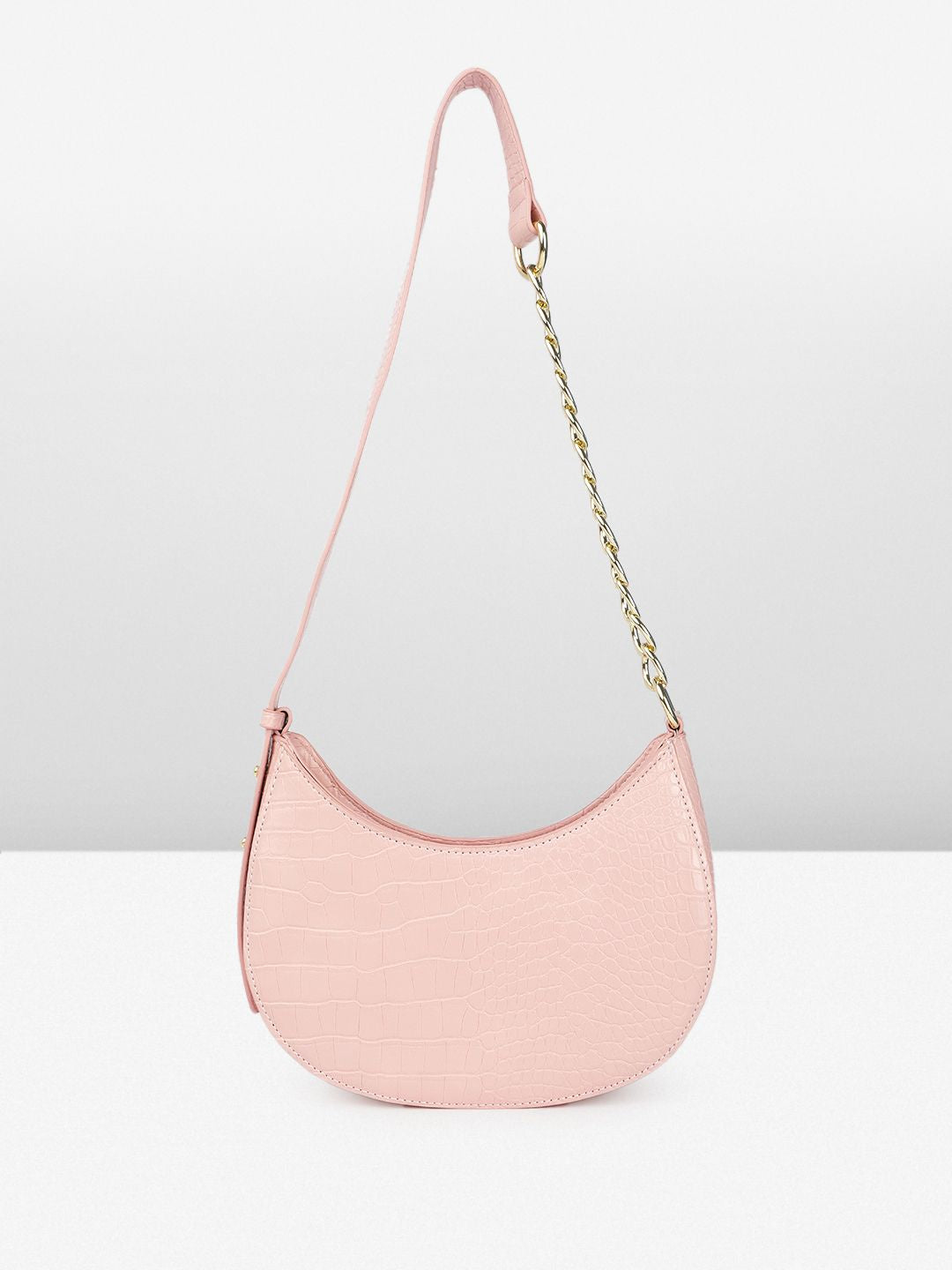 DressBerry Animal Textured Half Moon Shoulder Bag