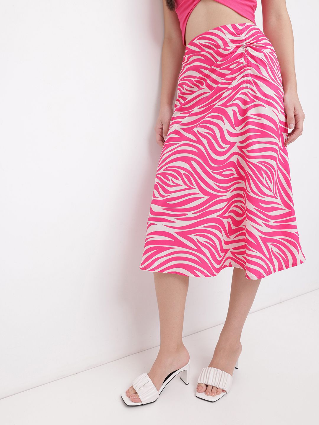 DressBerry Animal Print Barbiecore Midi Skirt