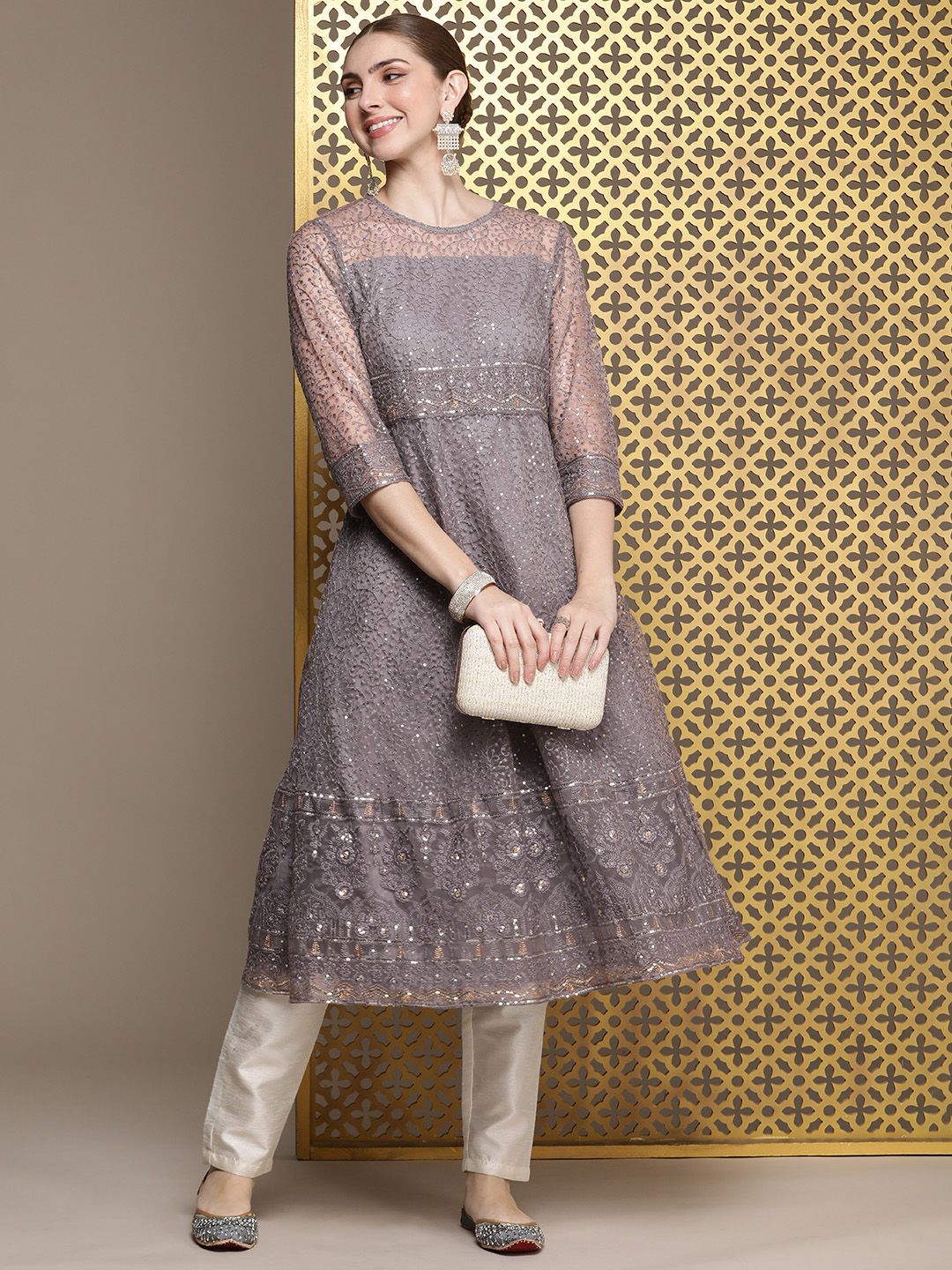 House of Pataudi Embroidered Sequined Jashn Kurta