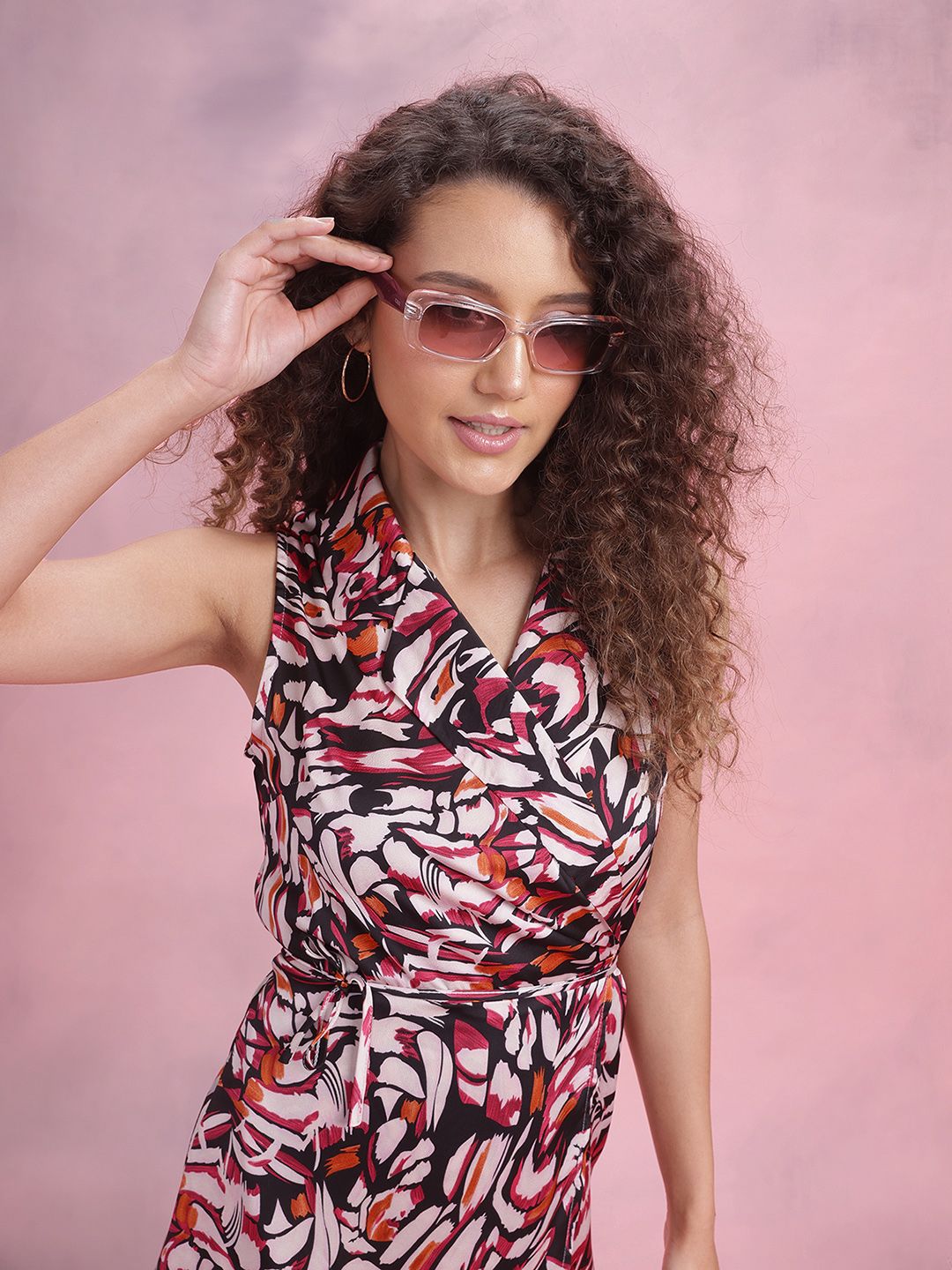 DressBerry Abstract Print Wrap Mini Dress