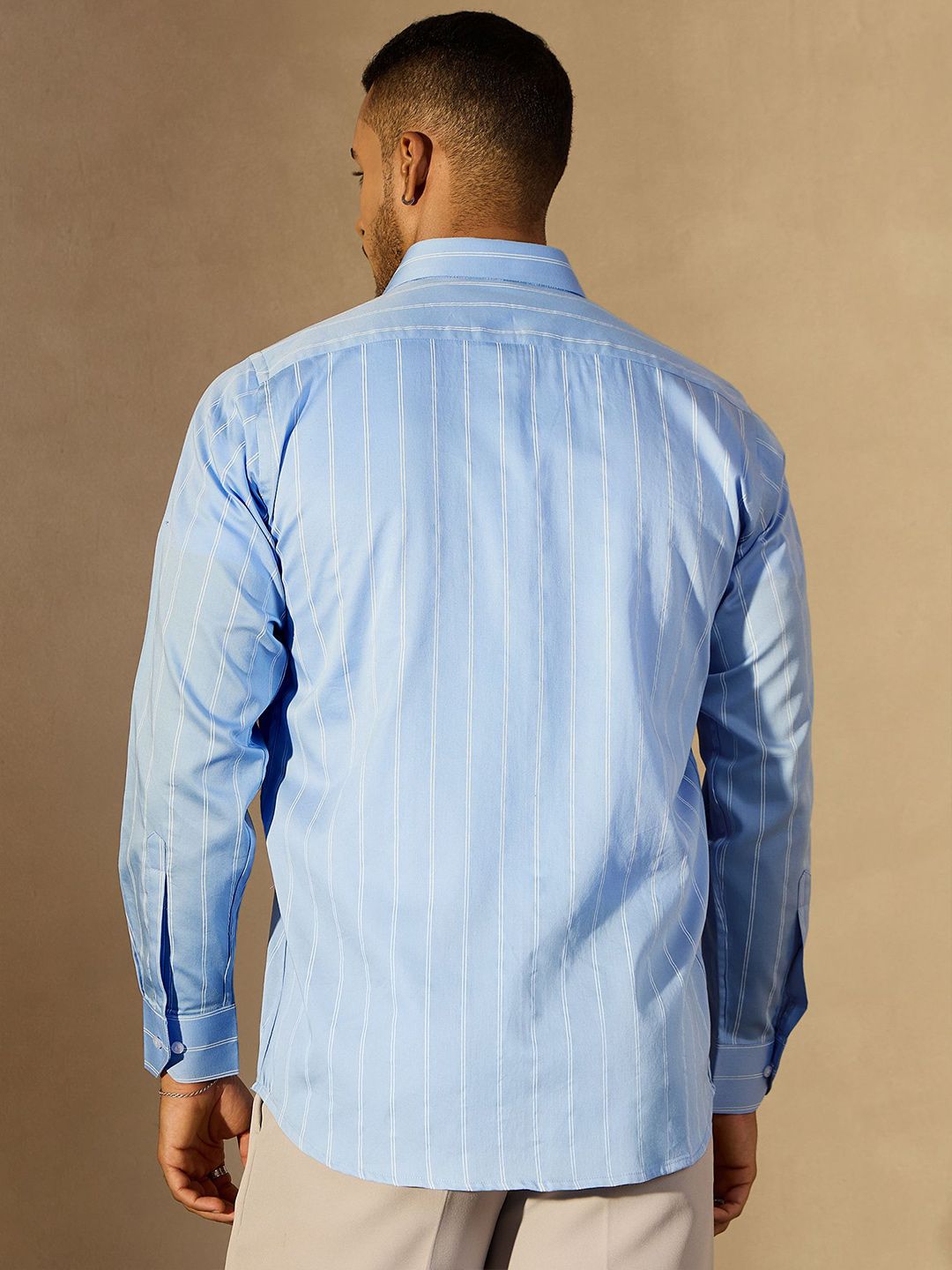 DENNISON Men Vertical Stripes Spread Collar Oversized Shirt