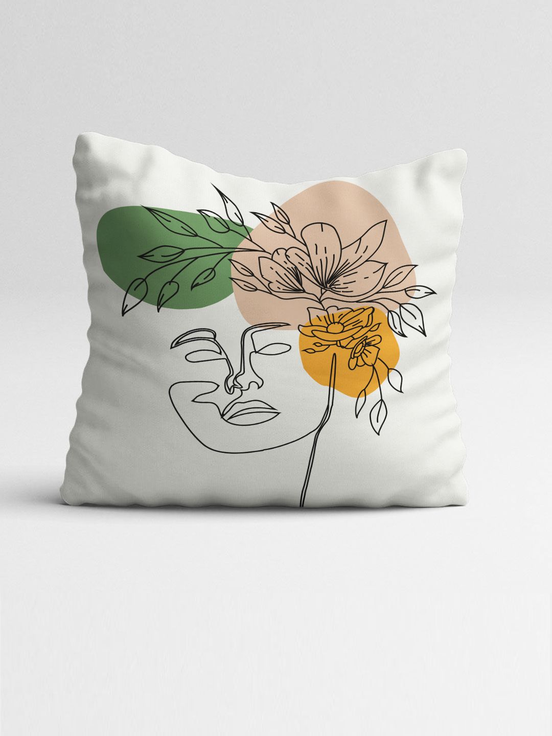 STITCHNEST Pink & Yellow Set of 5 Floral Square Cushion Covers