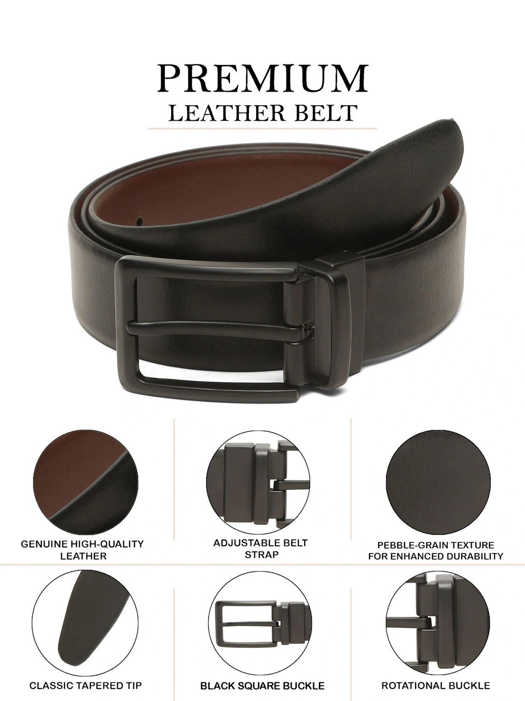 Teakwood Leathers Men Textured Leather Reversible Belt