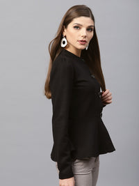 SASSAFRAS Women Black Solid Tailored Jacket